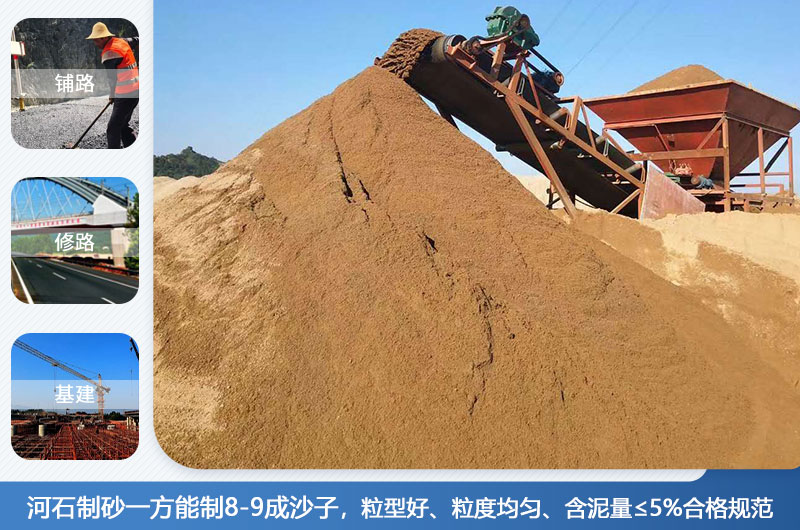 河石制砂一方能制幾成？河石制砂機設(shè)備有哪些？