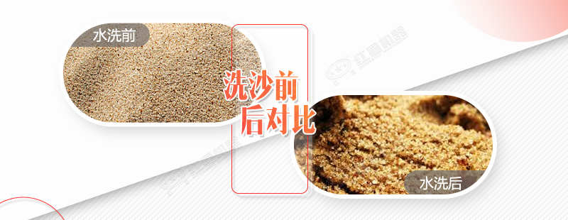 沙子經(jīng)輪式洗沙機(jī)清洗前后對(duì)比圖